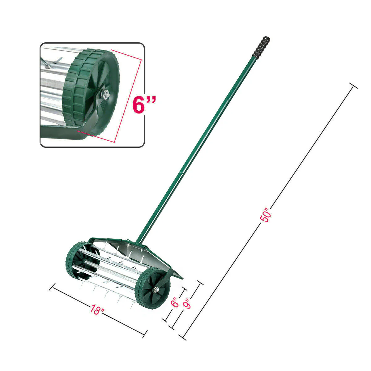 Costway 18-inch Rolling Lawn Aerator Rotary Push Tine Spike Soil Aeration W/Fender