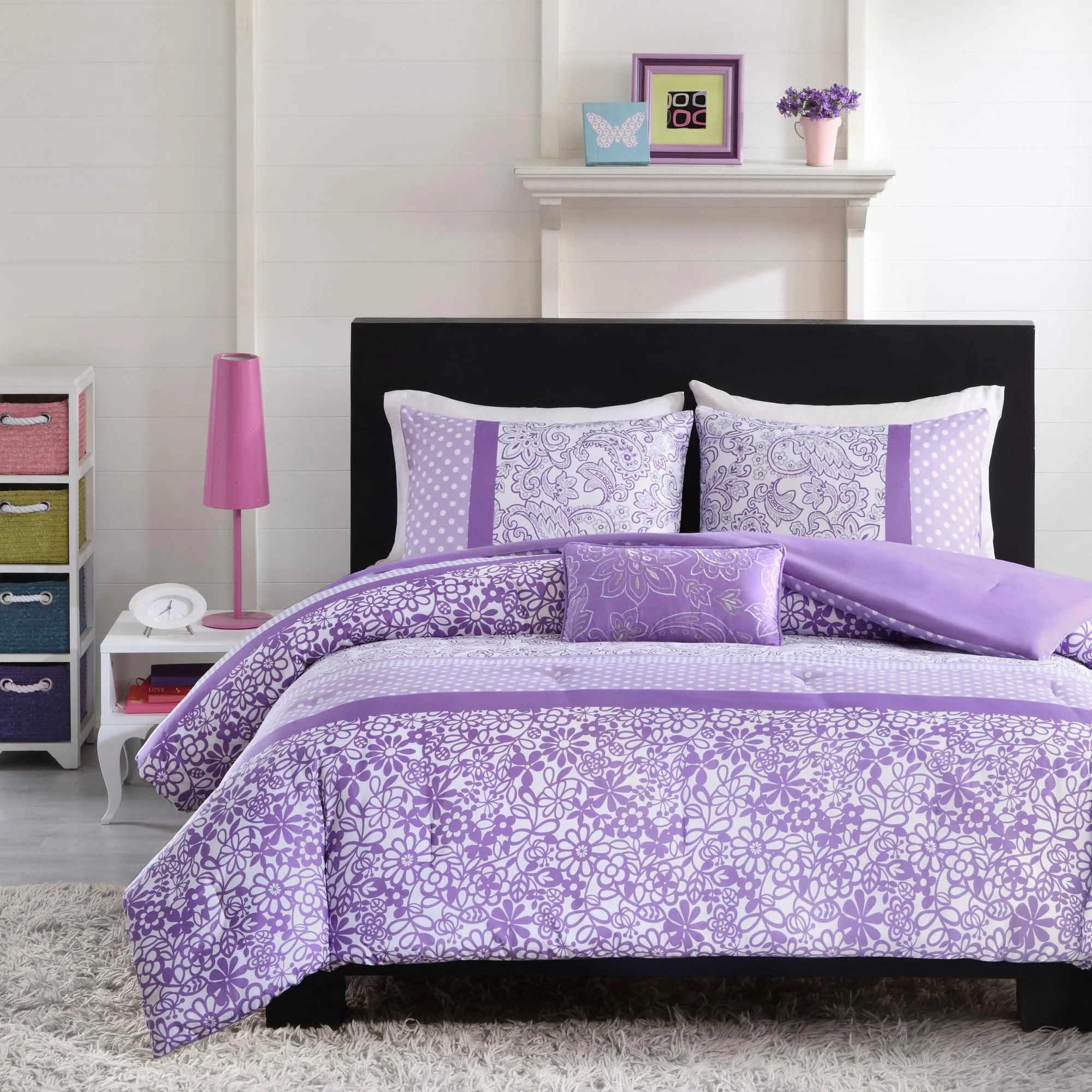 Mi Zone Comforter Set Fun Bedroom Décor - Modern All Season Polka Dot Print, Vibrant Color Cozy Bedding Layer, Matching Sham, De