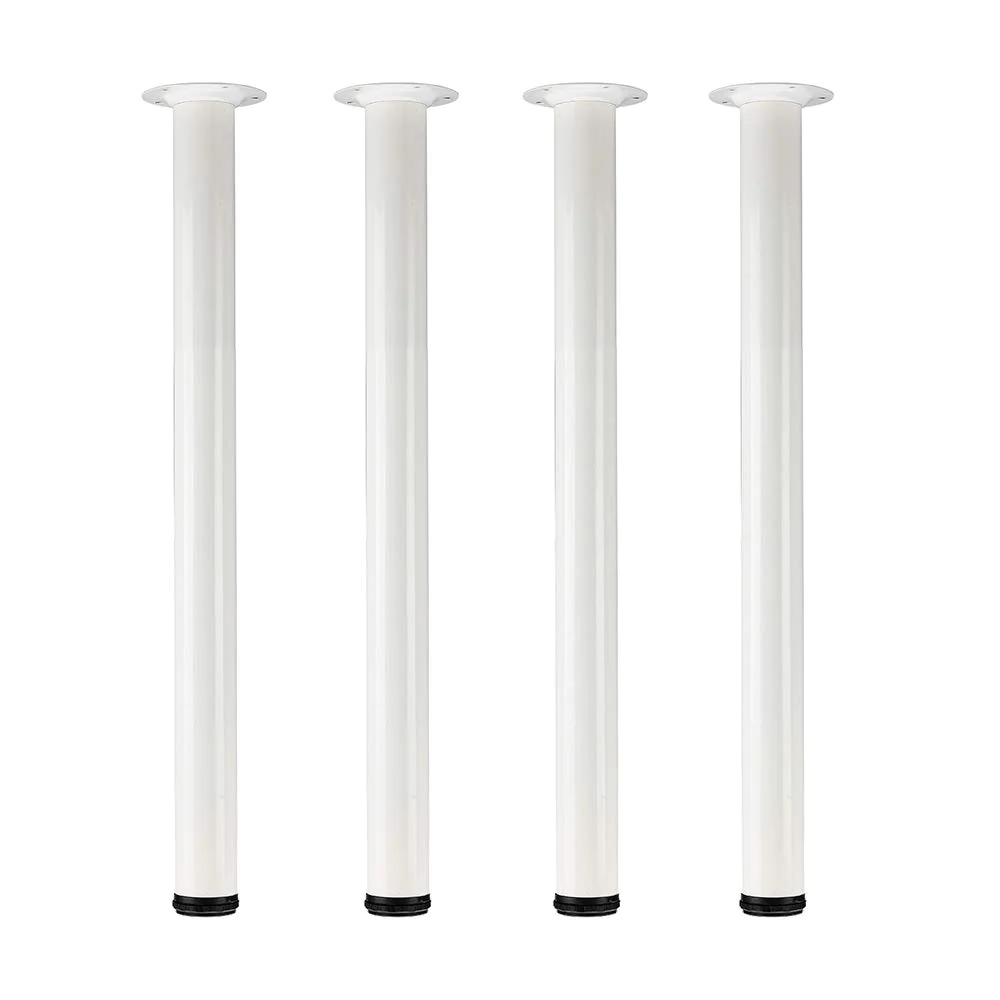 QLLY 28 inch Adjustable Tall Metal Desk Legs, Office Table Furniture Leg Set, Set of 4 (White)