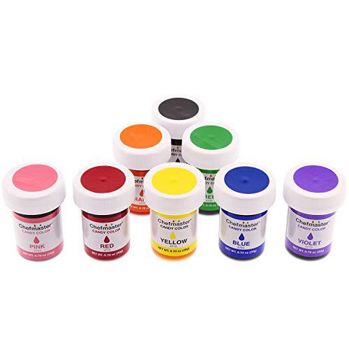 u.s. cake supply 8 bottle set of 20-gram liquid candy food color with color mixing wheel