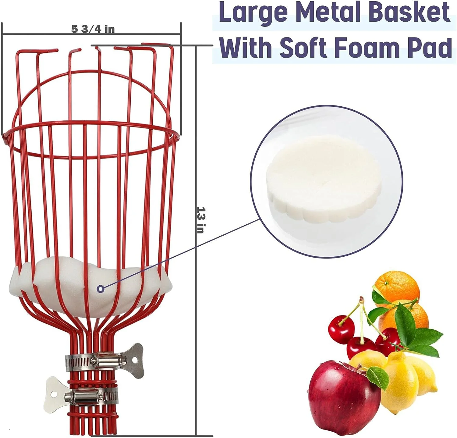 Bird Twig Fruit Picker Pole with Basket - 10ft Adjustable Apple Picker Pole with Basket,Stainless Steel Fruit Picker Tool with Catcher fo