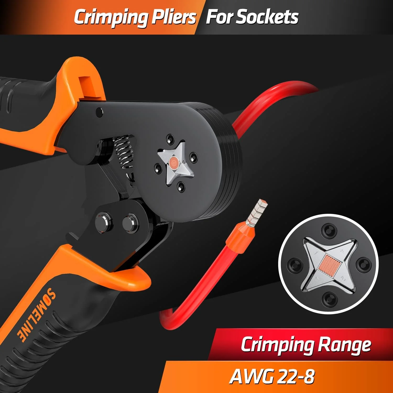 SOMELINE Ferrule Crimping Tool Kit, Ratchet Wire Crimping Pliers for AWG23-7 with 23 Sizes Wire End Ferrule Terminals, Quadrilateral Wir