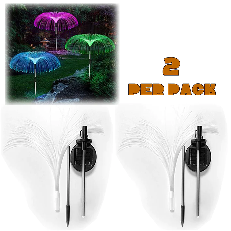 Stock Preferred Solar Power Garden Lights LED Changing 7 Color Stake Jellyfish Light 2 Pcs Multicolor