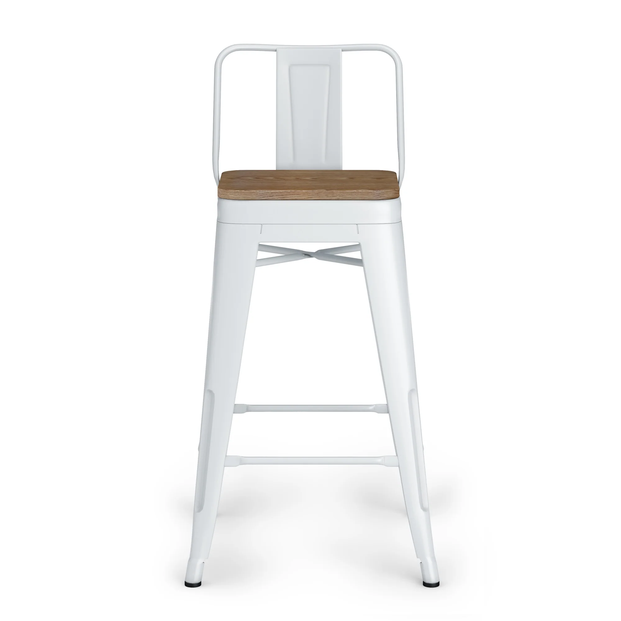 Simpli Home Rayne 24 inch Metal / Wood Counter Height Stool (Set of 4) in White