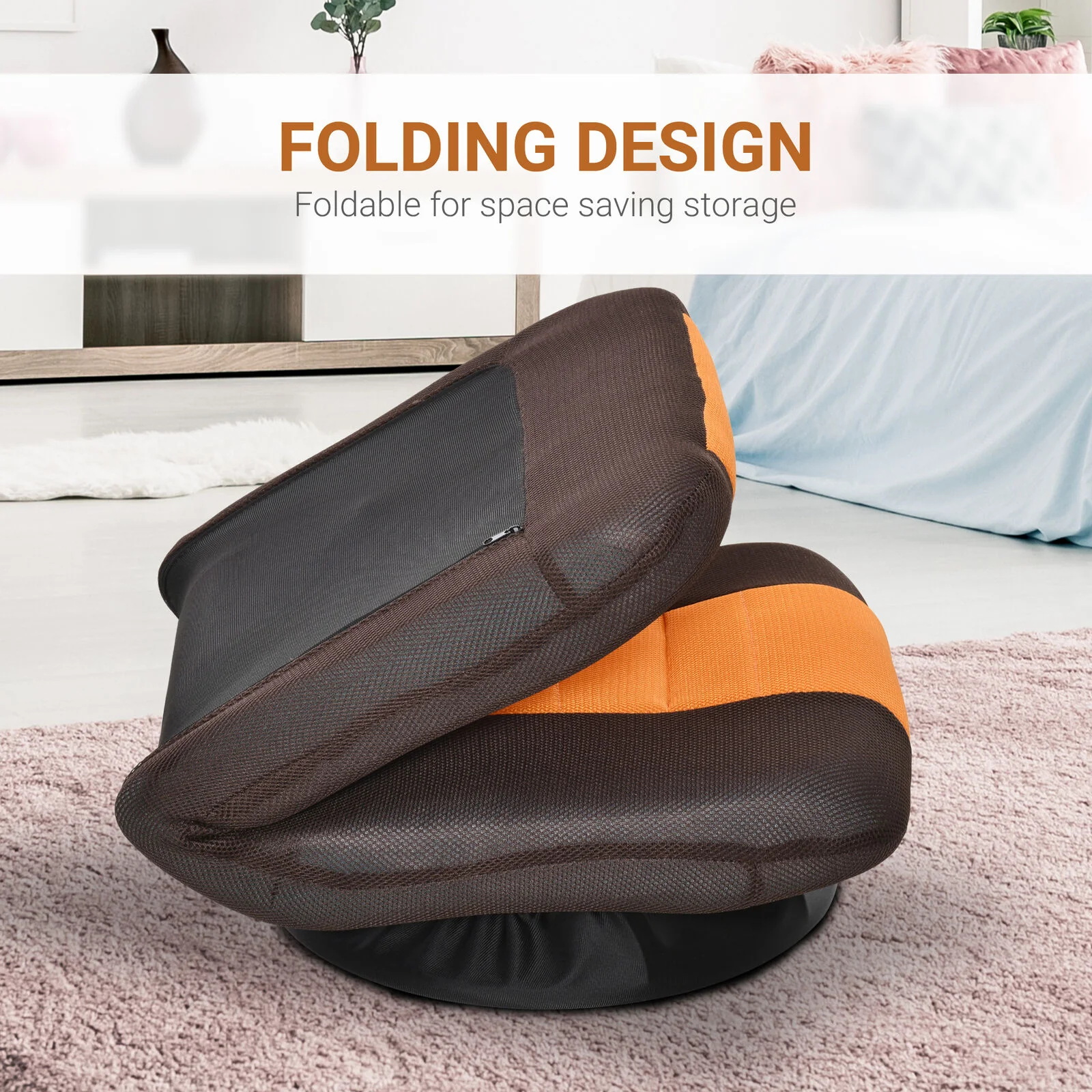 GCP Products 360 Degree Swivel Game Chair Folding Floor Sofa 5-Position Adjustable Lazy Chair