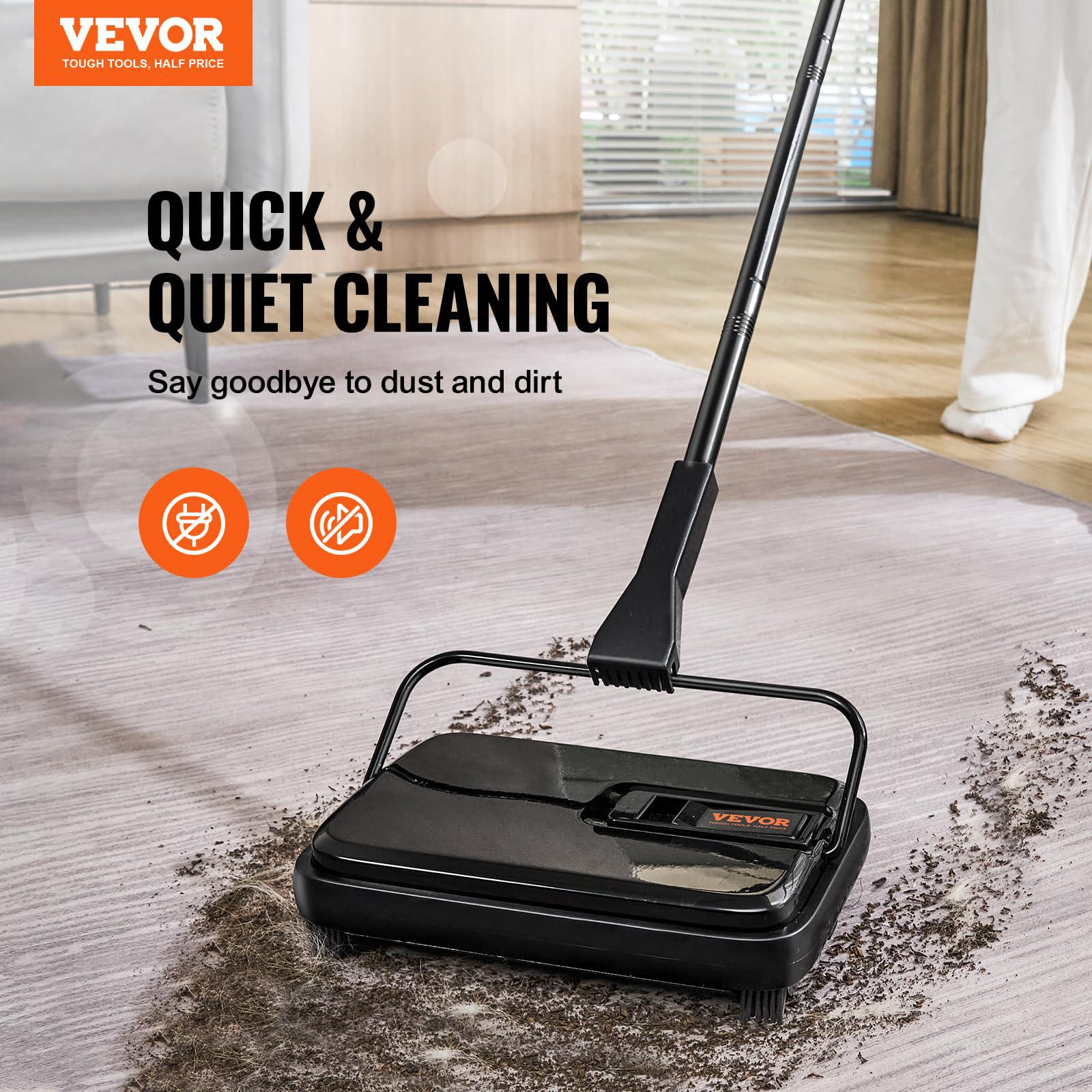 vevor carpet, 7.87 in sweeping paths sweeper manual non electric, 300 ml dustbin capacity with comb for home office rugs hard