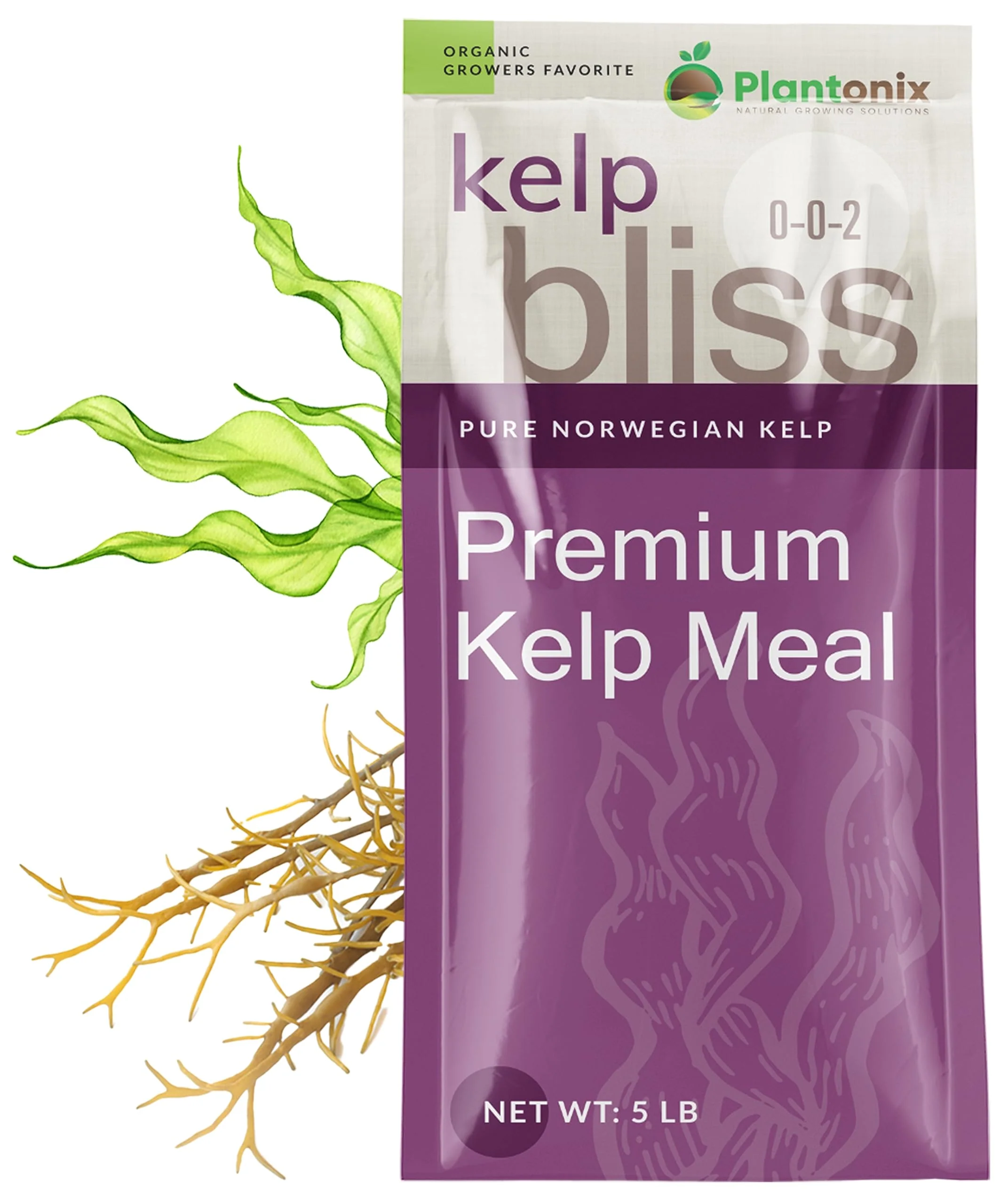 Plantonix Kelp Bliss - Pure Kelp Meal - Organic Kelp Fertilizer for Growing Healthy Plants, Crops, and Gardens! Increases Fruit and Vegeta