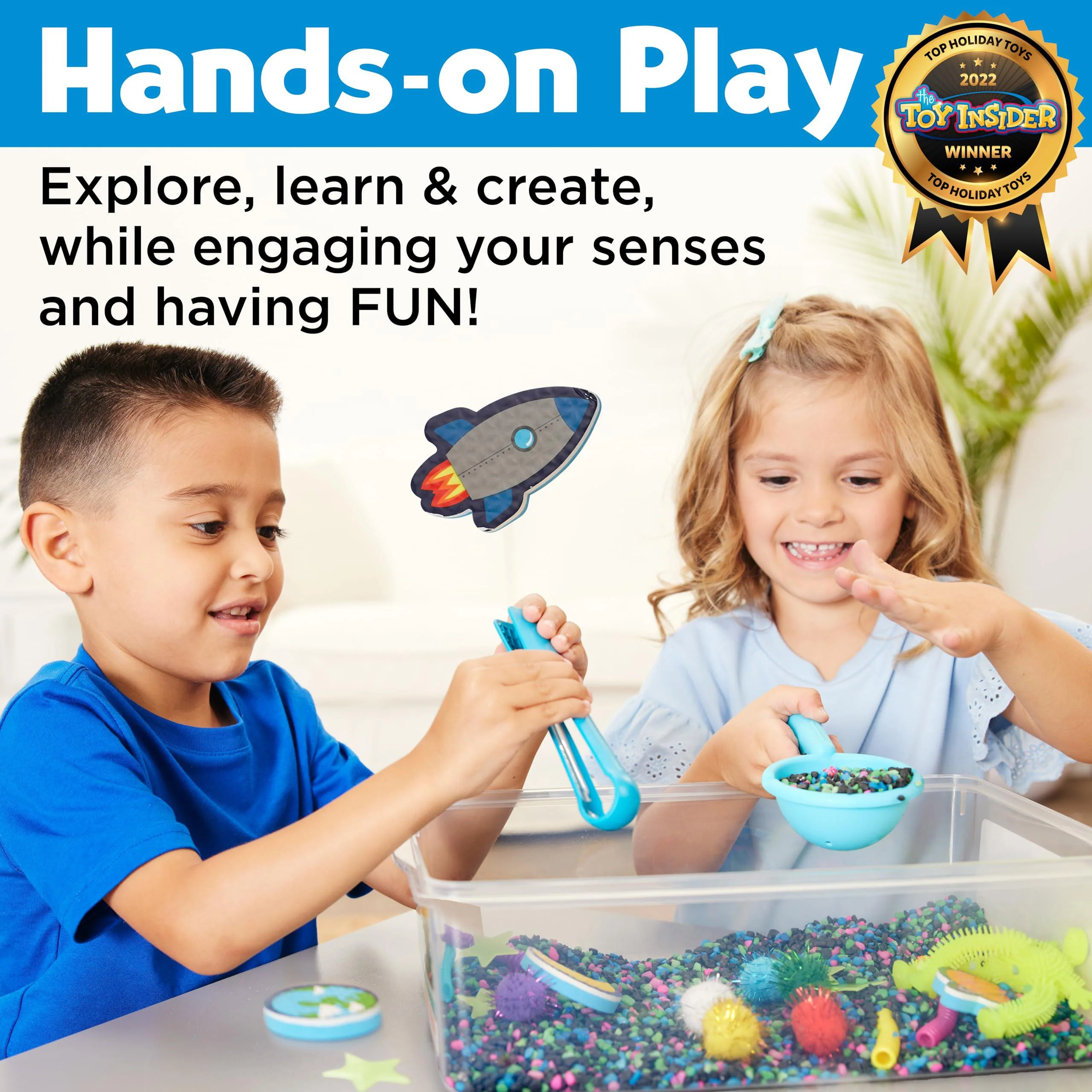 Faber-Castell creativity for kids sensory bin: outer space - preschool and toddler sensory toys, fine motor skills toys and sensory activit