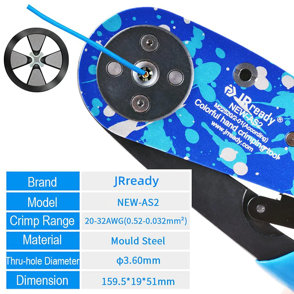 jrready new as2 adjustable indent crimp tools m22520 2 01 standard aviation crimper for miniature and sub-miniature connector