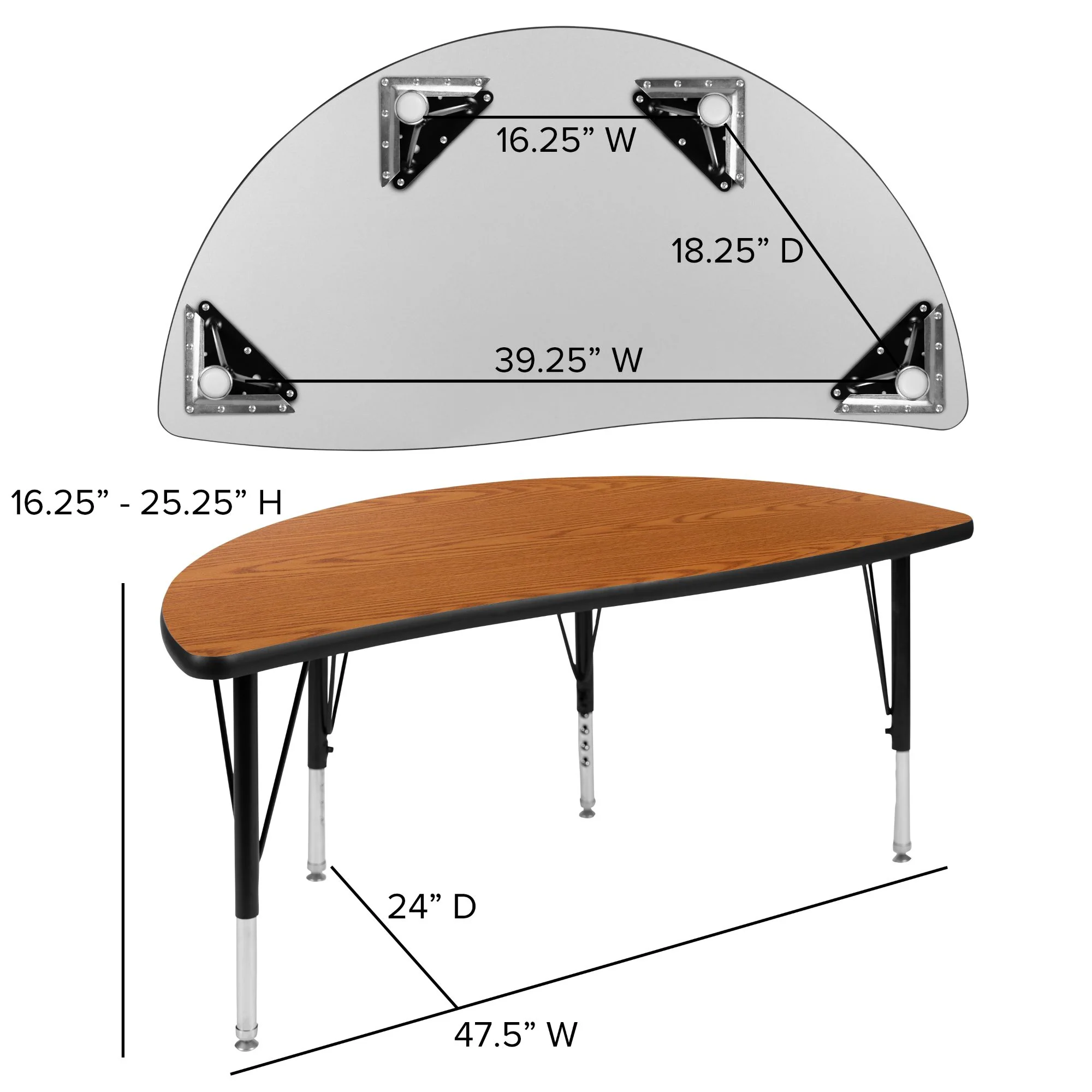 Flash Furniture 8-Piece Black and Brown Collaborative Wave Activity Table Set 48