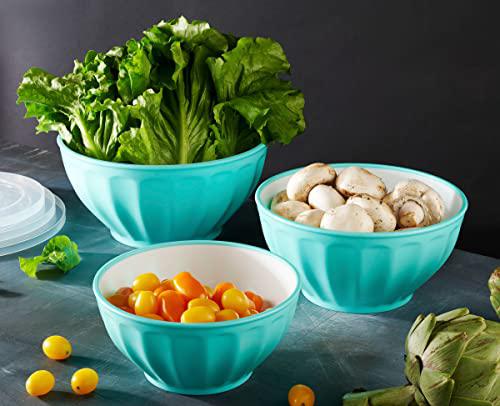 godinger mixing bowls with lids, plastic nesting bowls set, food storage bowls, microwave safe mixing bowl set, 3 bowls 3 lid