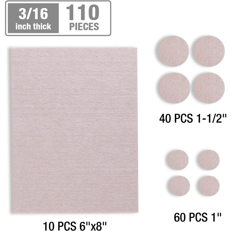 GCP Products 110Pc Felt Furniture Pads 10Pc 8