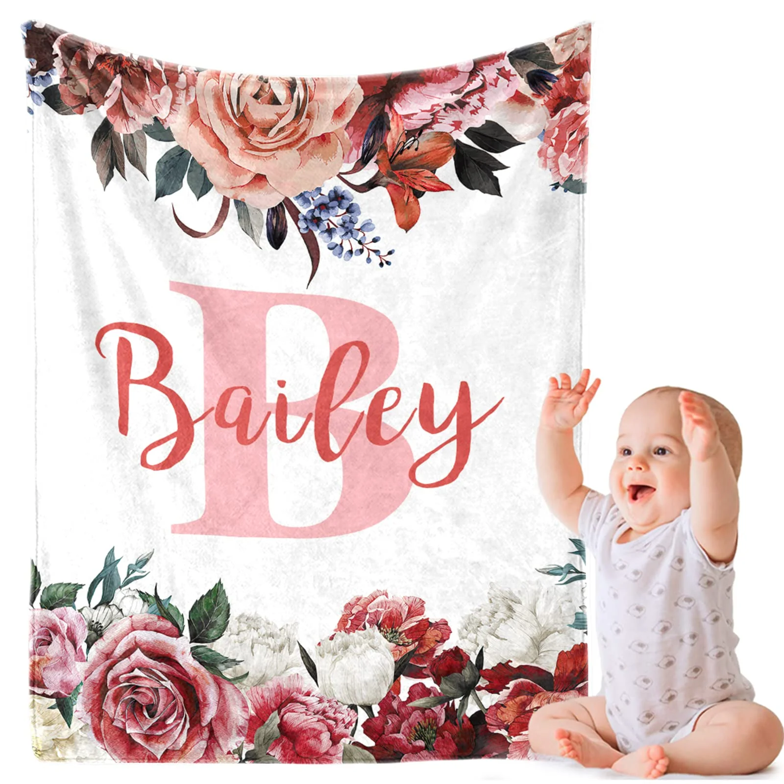 corissy Personalized Baby Blankets, custom Baby Blanket with Name for Boys girls,gift for chrismas Birthday Memorial Day, custom