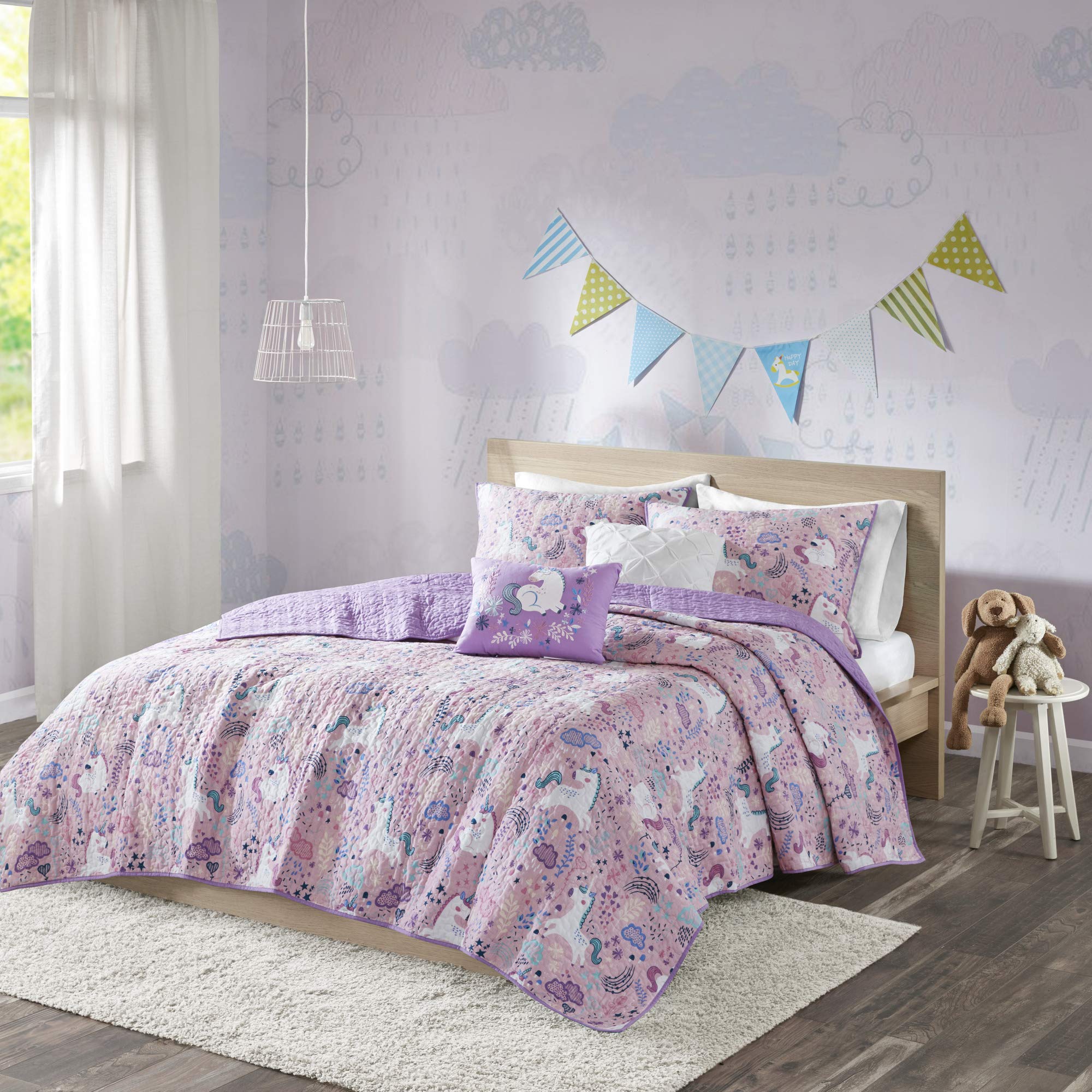 Urban Habitat Kids Reversible Cotton Quilt Set - Vibrant Fun, Playful Print, All Season Children Bedding Coverlet Bedspread, Dec