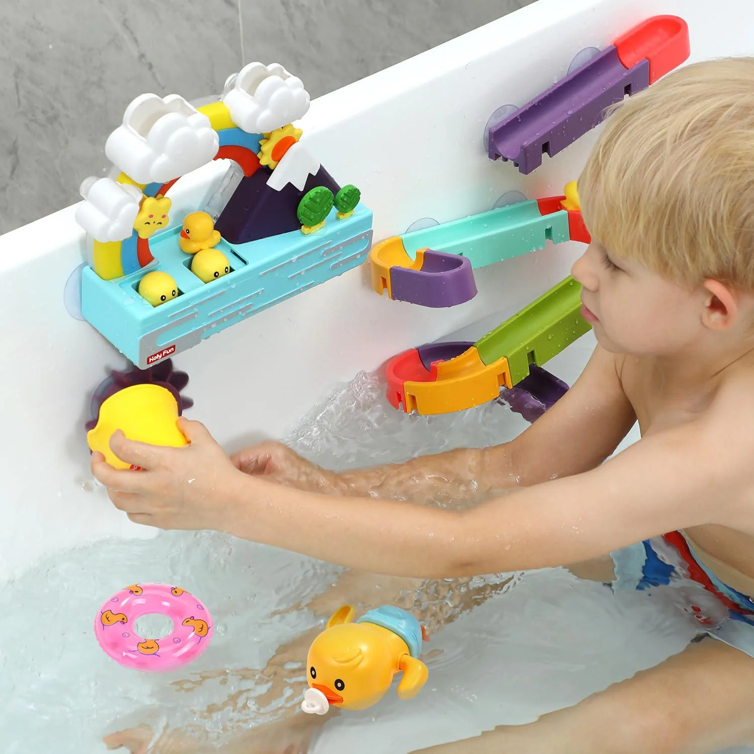 HOLYFUN baby bath toy, interactive light up &a; musical bathtub toys for toddlers, floating squirting toys for boys and girls