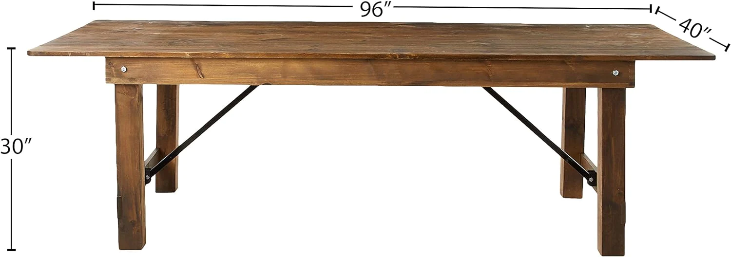 Flash Furniture HERCULES Series 8&s; x 40&s;&s; Antique Rustic Folding Farm Table and Four 40.25