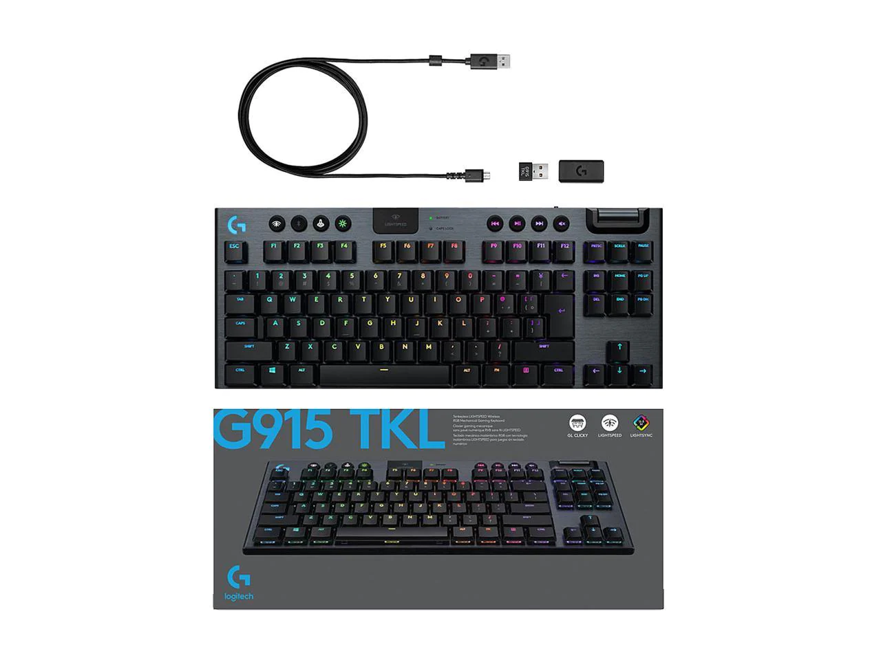 Logitech 920-009512 G915 Tenkeyless LIGHTSPEED Wireless RGB Mechanical Gaming Keyboard - Linear Switch
