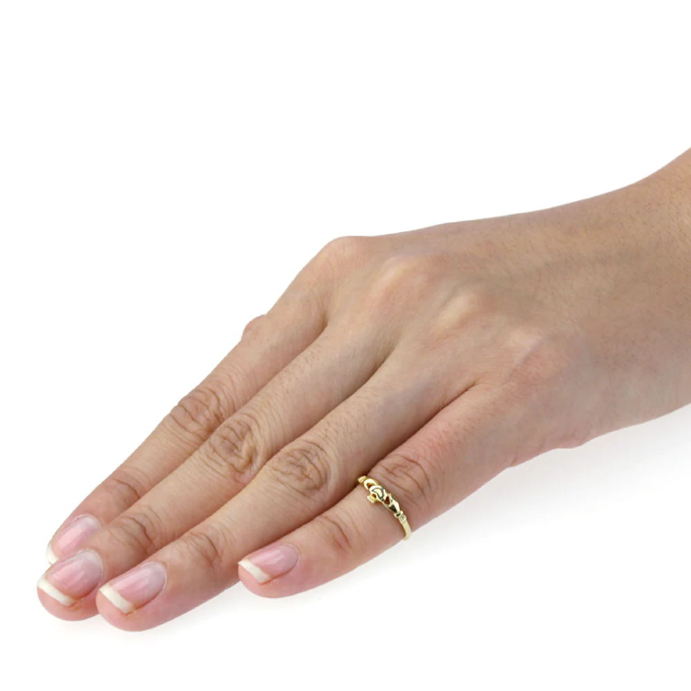 DoubleAccent 14K Baby Ring Baby Claddagh Yellow Gold Ring Size 2 To 5 For Baby, Kids And Teens