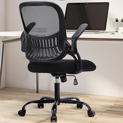 SMUG Home Office Chair Ergonomic Desk Mesh Computer Chair Modern Height Adjustable Swivel Chair with Lumbar Support/Flip-up Arms