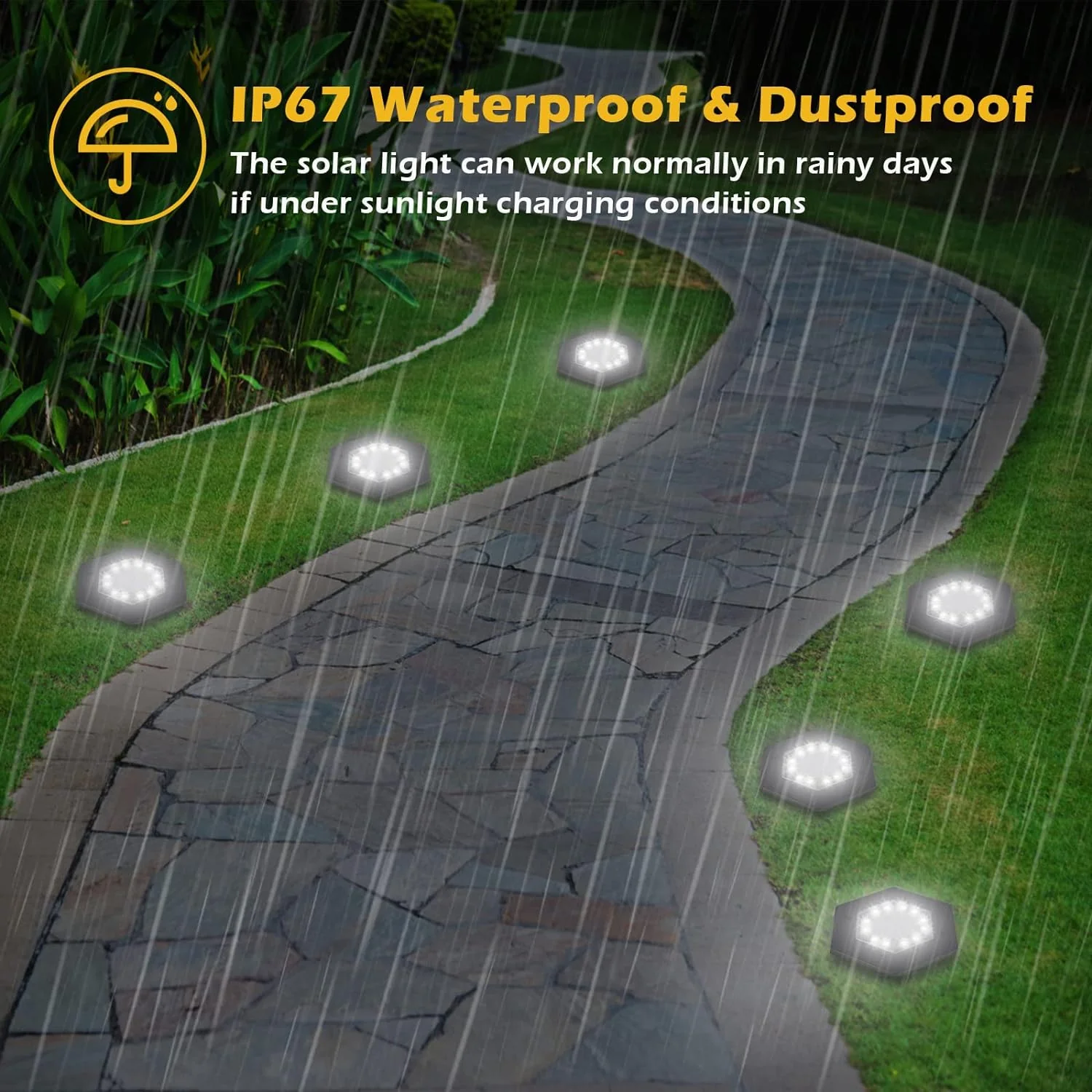 TAC TEC Solar Ground Lights Outdoor, 12 LEDs Waterproof Garden Solar Powered Lights, Bright D&a;#195;&a;#169;cor Solar Landscape Li