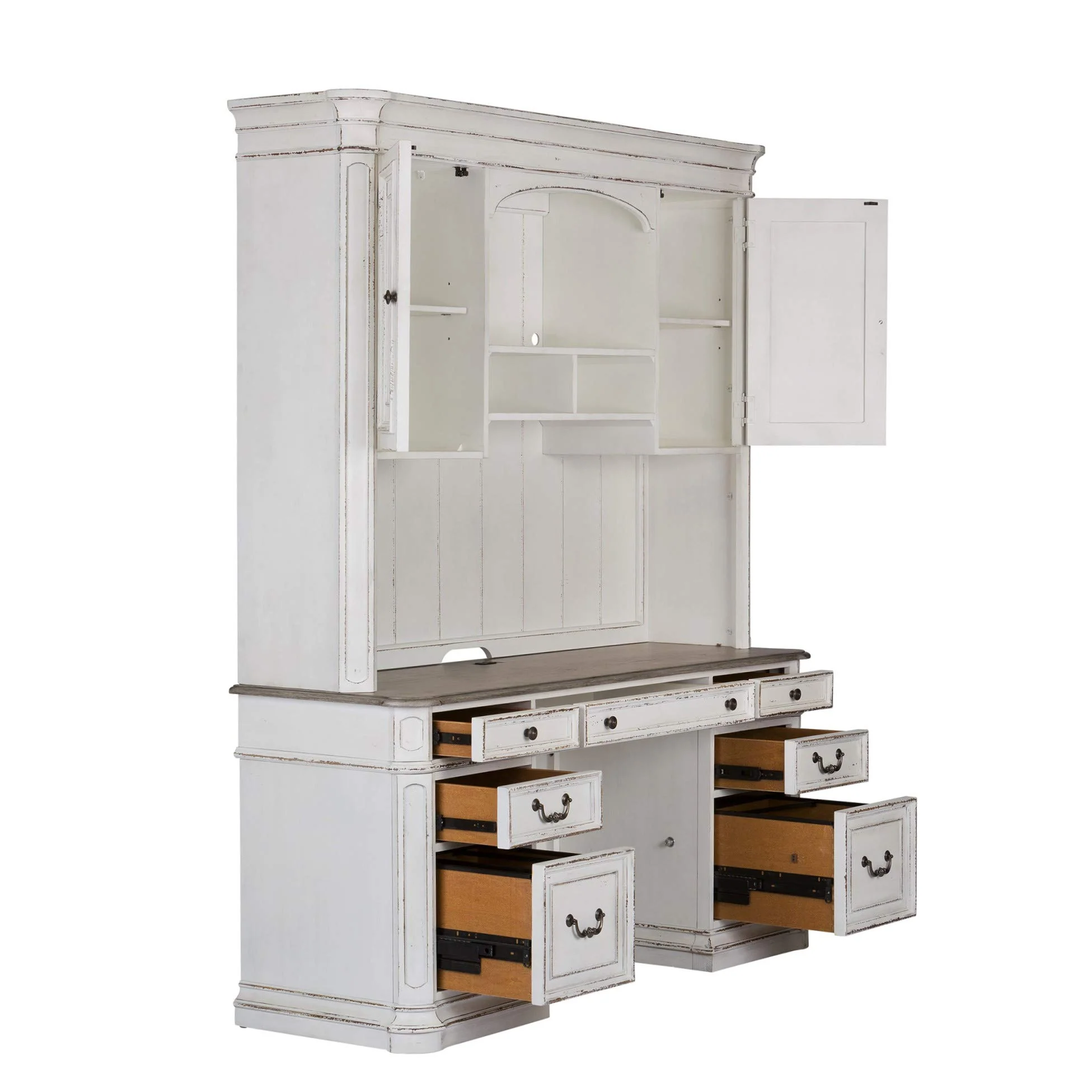 Liberty Furniture Industries Magnolia Manor Credenza &a; Hutch, W66 X D22 X H83, White