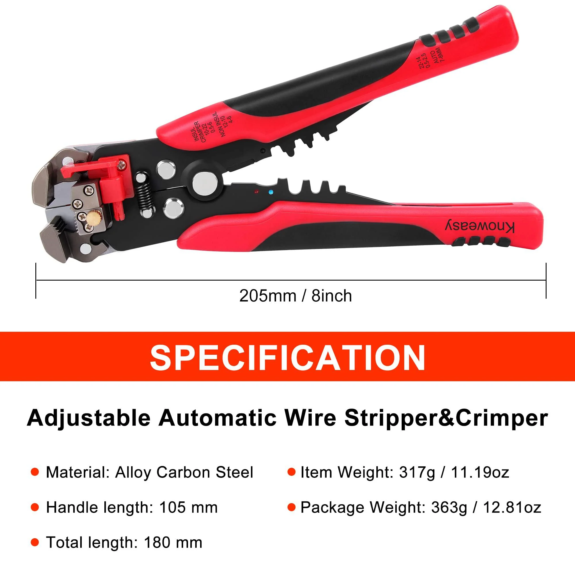 Knoweasy wire stripper tool,knoweasy 8 inches multifunctional wire stripping plier or wire stripping tool and automatic wire stripper