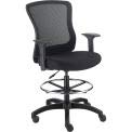 Global Industrial Mesh Back Task Stool, Black, Adjustable Arms, High Back