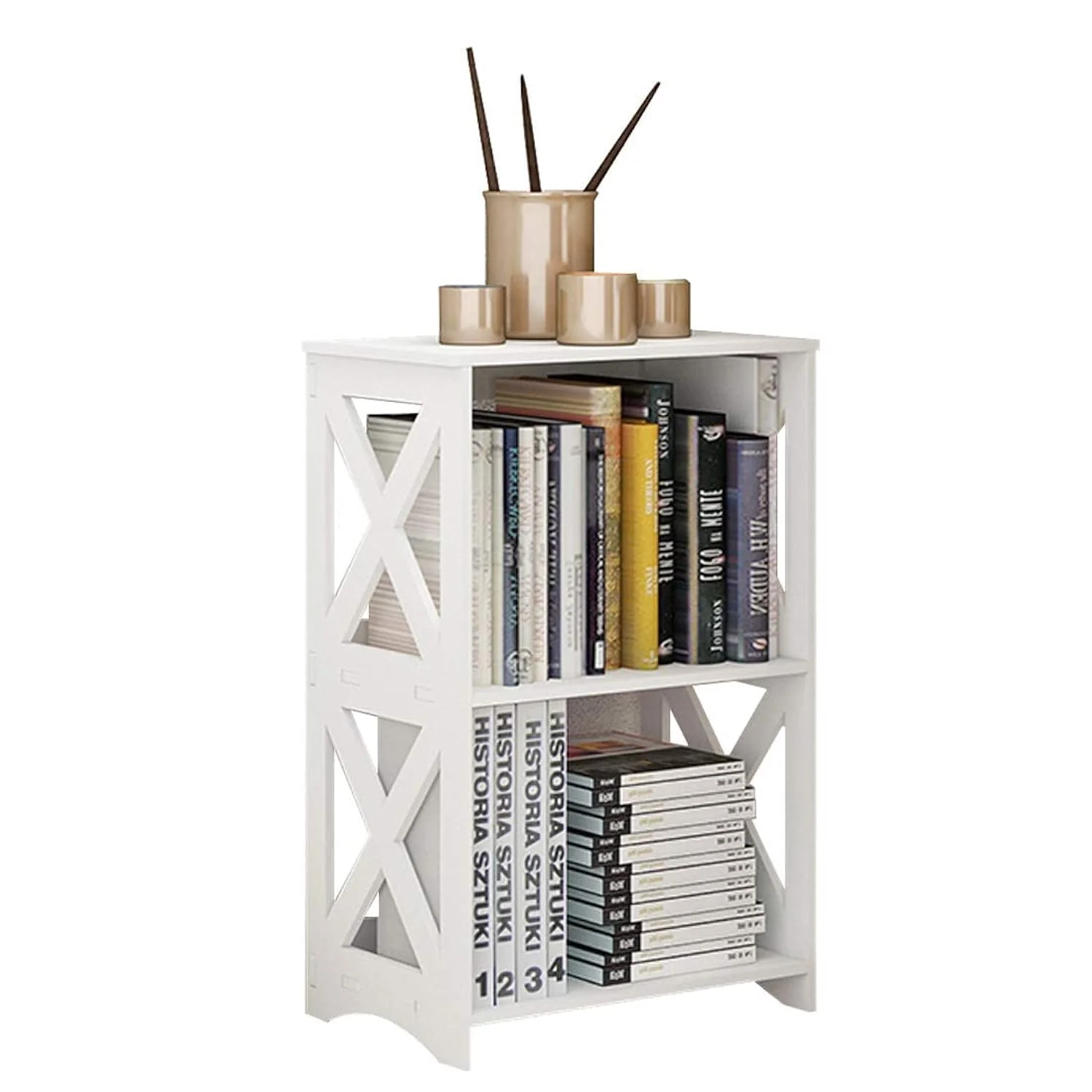 Great Choice Products Side Table, End Bedside Table 3 Tier, White Nightstand, Small Bathroom Table Shelf For Small Spaces, Living Room, Office, Dorms