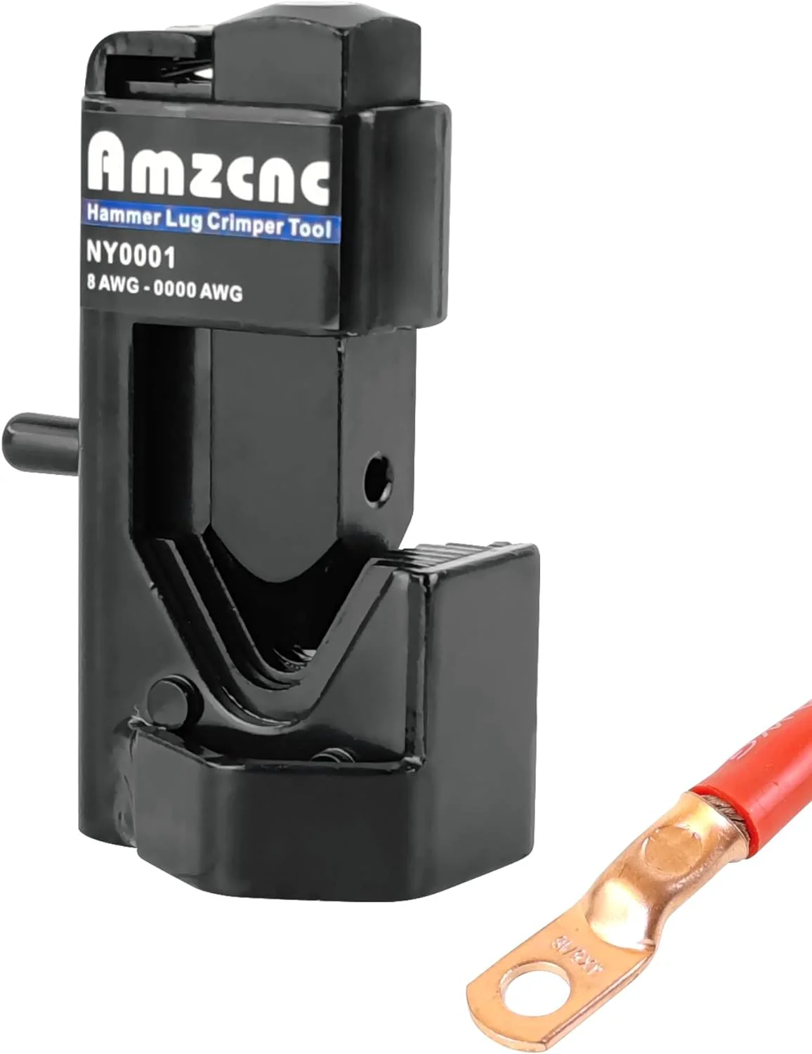 AMZCNC Hammer Lug Crimper Tool with holes for bench mounting (Crimps Battery and Welding cables 8 AWG TO 4/0 Wire Gauge)
