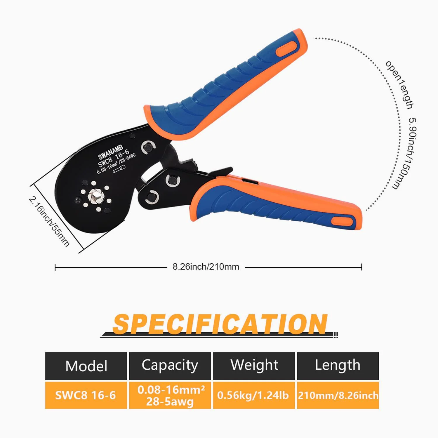 swanamb ferrule crimping tool self-adjustable ratchet hexagonal wire crimper for awg28-5 end-sleeves ferrule