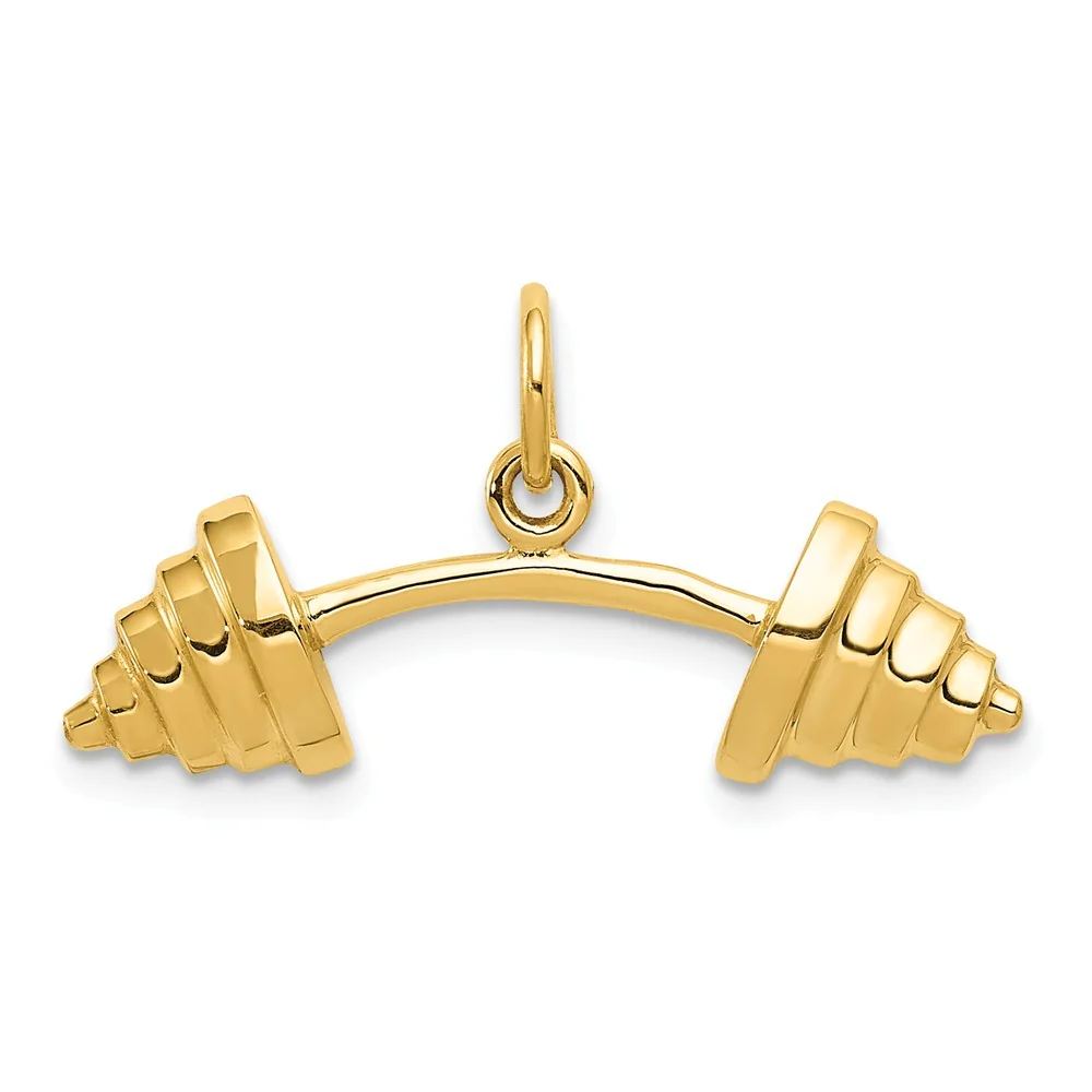 Jewelryweb 14k Yellow Gold Barbell Charm - Measures 13.9x26mm
