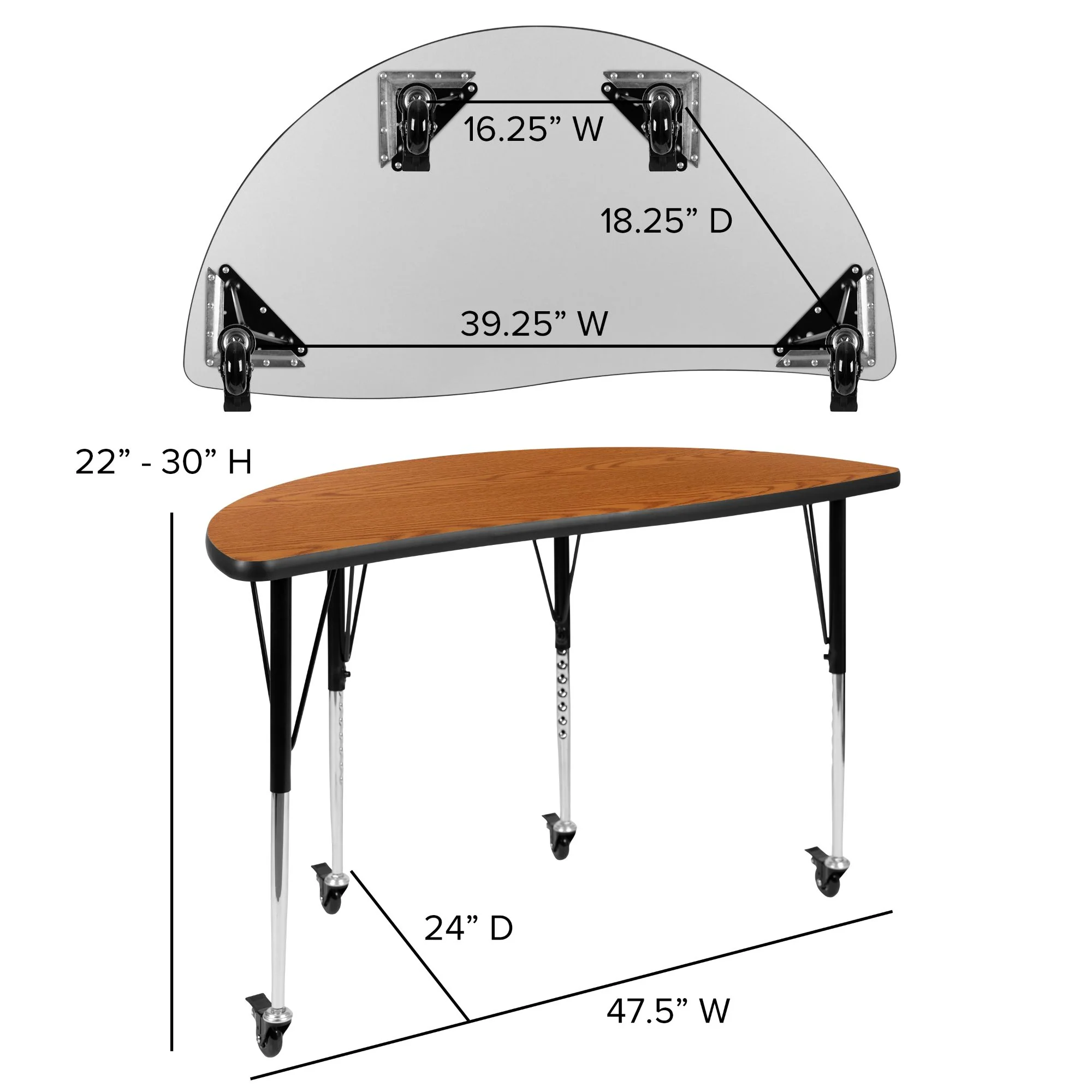 Flash Furniture 9-Piece Black and Brown Collaborative Activity Table Set with Locking Casters 76