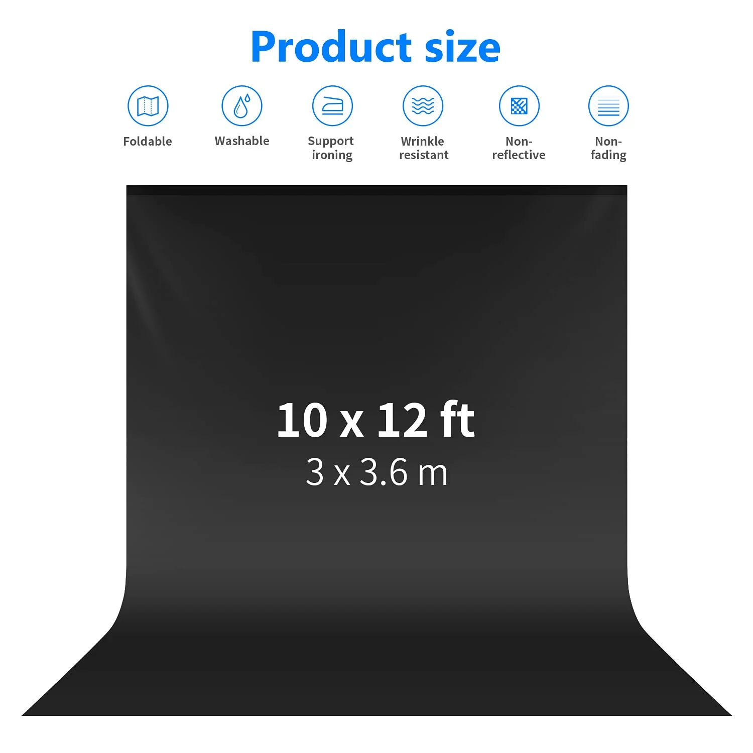 Zell Electronics Zell 10 X 12Ft / 3 X 3.6M Pro Photo Studio Premium Polyester Collapsible Backdrop Background For Photography, Video And Telev…