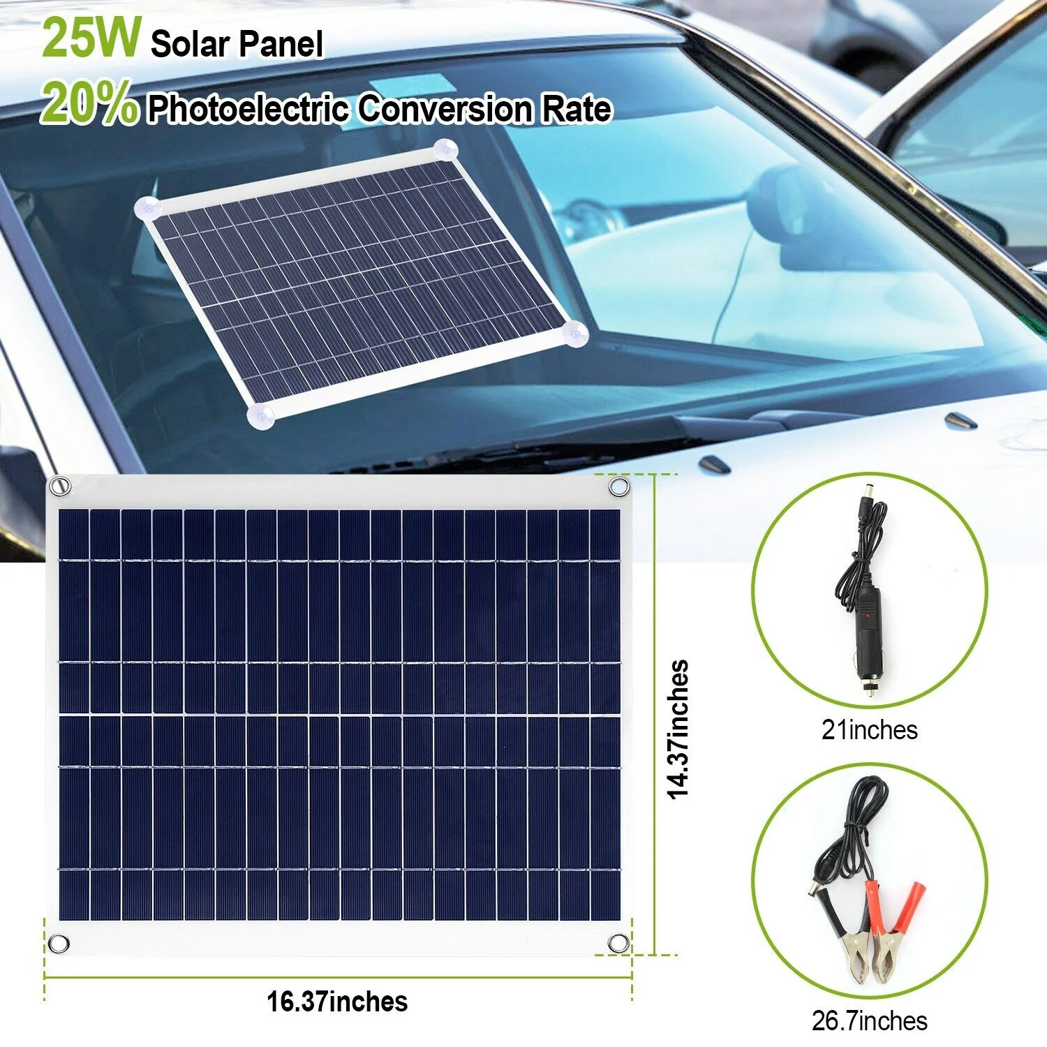 Great Choice Products 25W Watts Solar Panel Kit For 12V Battery Charge Waterproof Rv Boat