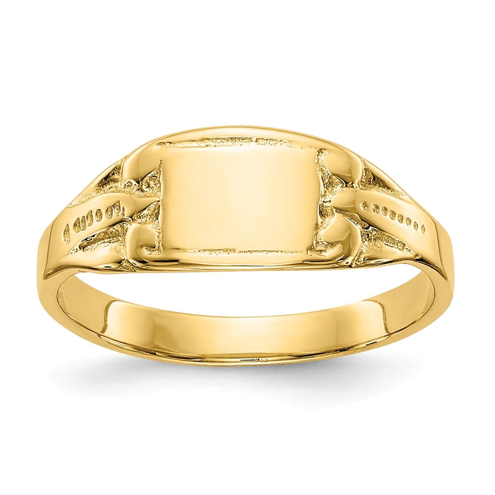 Jewelryweb 14k Yellow Gold Rectangular Baby Signet Ring - Size 3.25