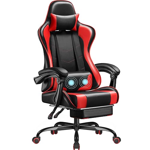 Homall Gaming Chair, Video Game Chair with Footrest and Massage Lumbar Support, Ergonomic Computer Chair Height Adjustable with