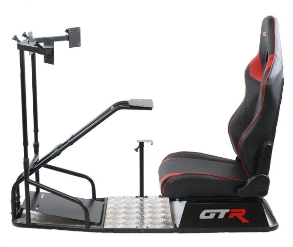 GTR Simulator GTSF Model Black Frame with Gear Shifter Mount, Triple or Single Monitor Mount and Real Racing Seat