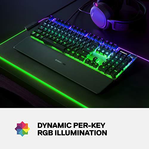 steelseries apex 7 mechanical gaming keyboard - oled smart display - usb passthrough and media controls - linear and quiet -