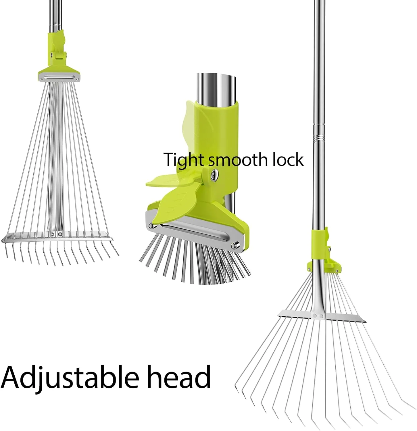 Oliynedy Adjustable Garden Leaf Rake 4.5ft, Collapsible Metal Yard Rake for Leaves with Expandable Head 7-16