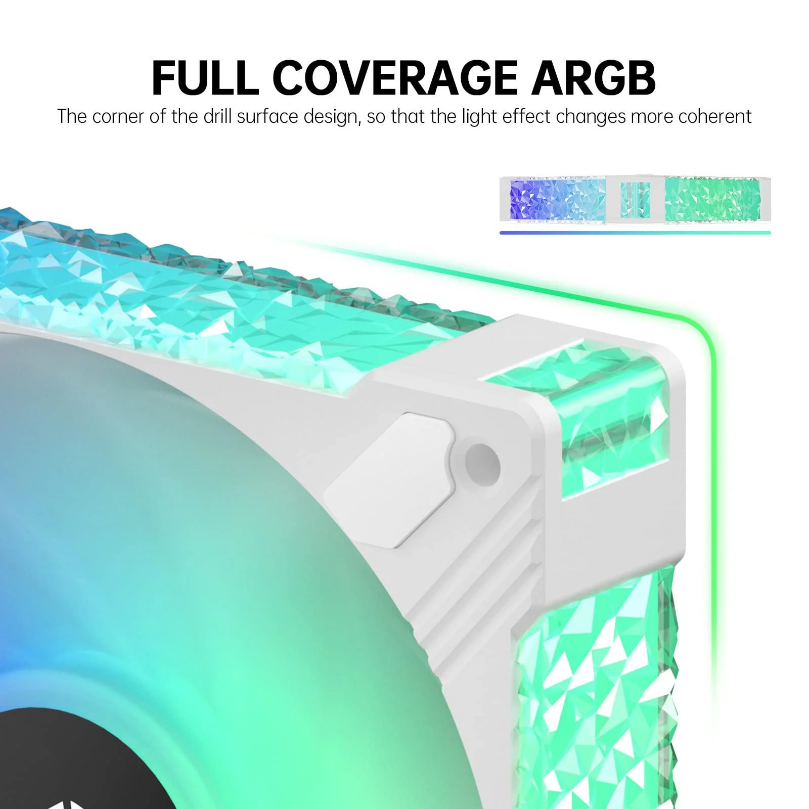 asiahorse fs-s001 120mm rgb fan, full frame acrylic argb white computer case fans 5v motherboard sync argb fans with analog p
