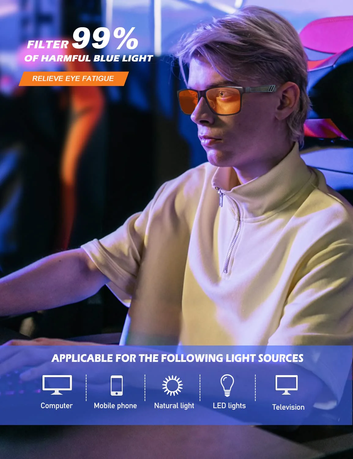 ANYLUV Blue Light Blocking Glasses Men Computer Gaming Blue Screen Glasses Mens Blue Light Blocker Glasses Rectangle Metal frame