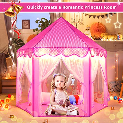Sumerice Girls Play Tent Toys Large Indoor and Outdoor Hexagon Princess Castle Fairy Playhouse (Pink)