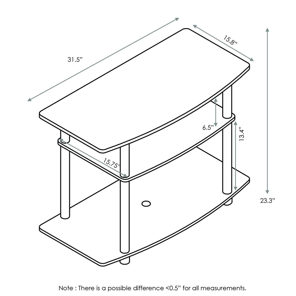 Furinno 13192DWN Turn-N-Tube No Tools 3-Tier TV Stands, Dark Walnut