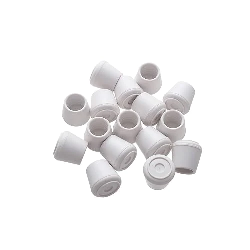 Furnigear chair Leg Tips caps Non-Slip Rubber Leg Tips 1A Inner Diameter chair Leg Floor Protectors Round White, 16 Pack
