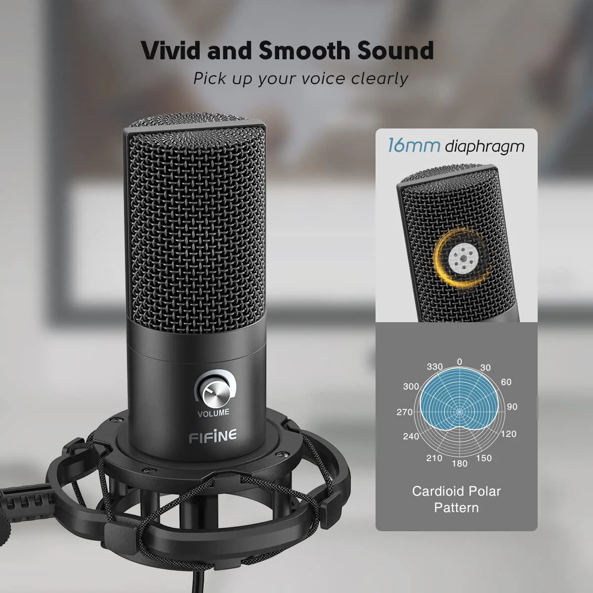 fifine studio condenser usb microphone computer pc microphone kit with adjustable boom arm stand shock mount for instruments