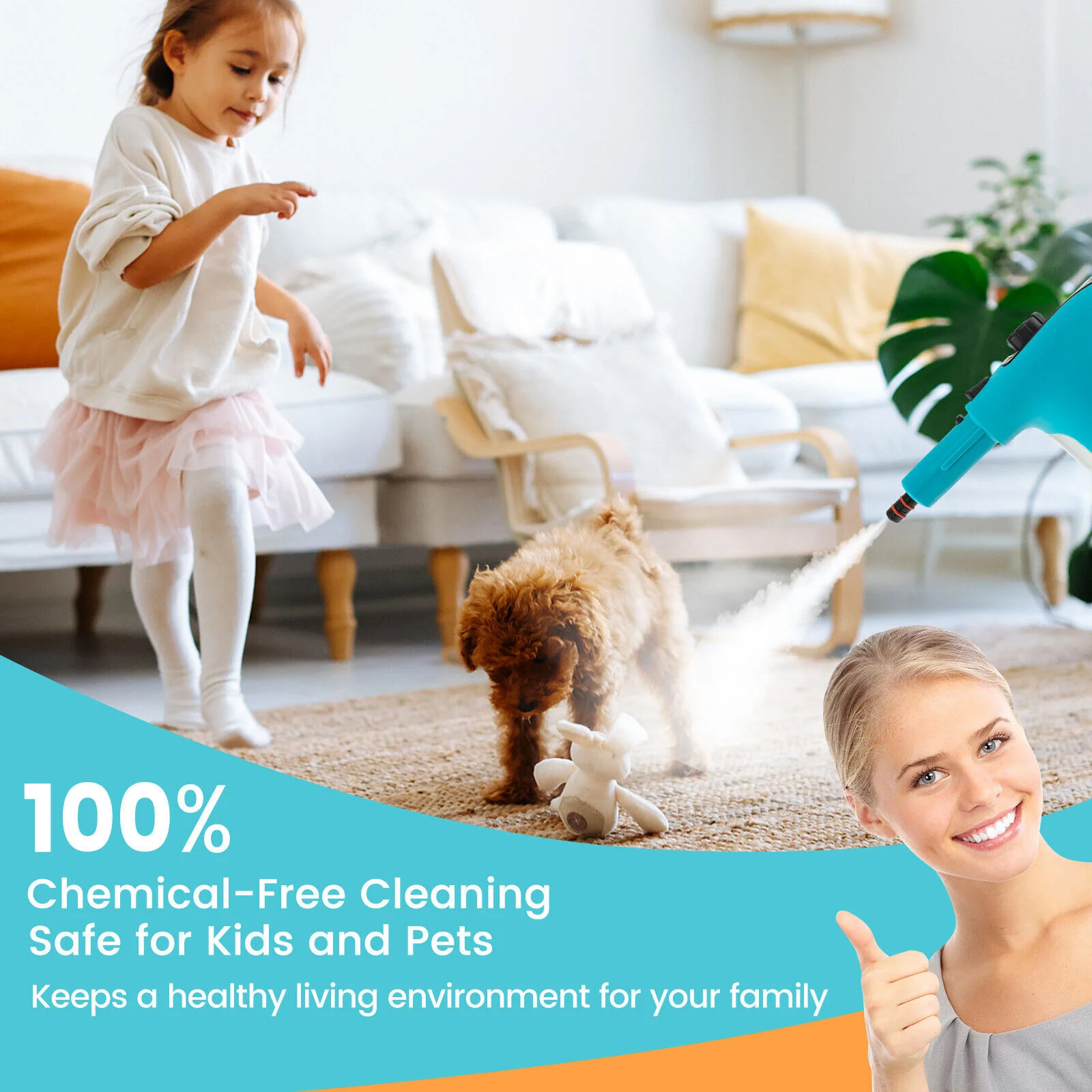 Great Choice Products Multipurpose 1400W Handheld Steam Cleaner Steam Mop W/ 14 Accessories Blue