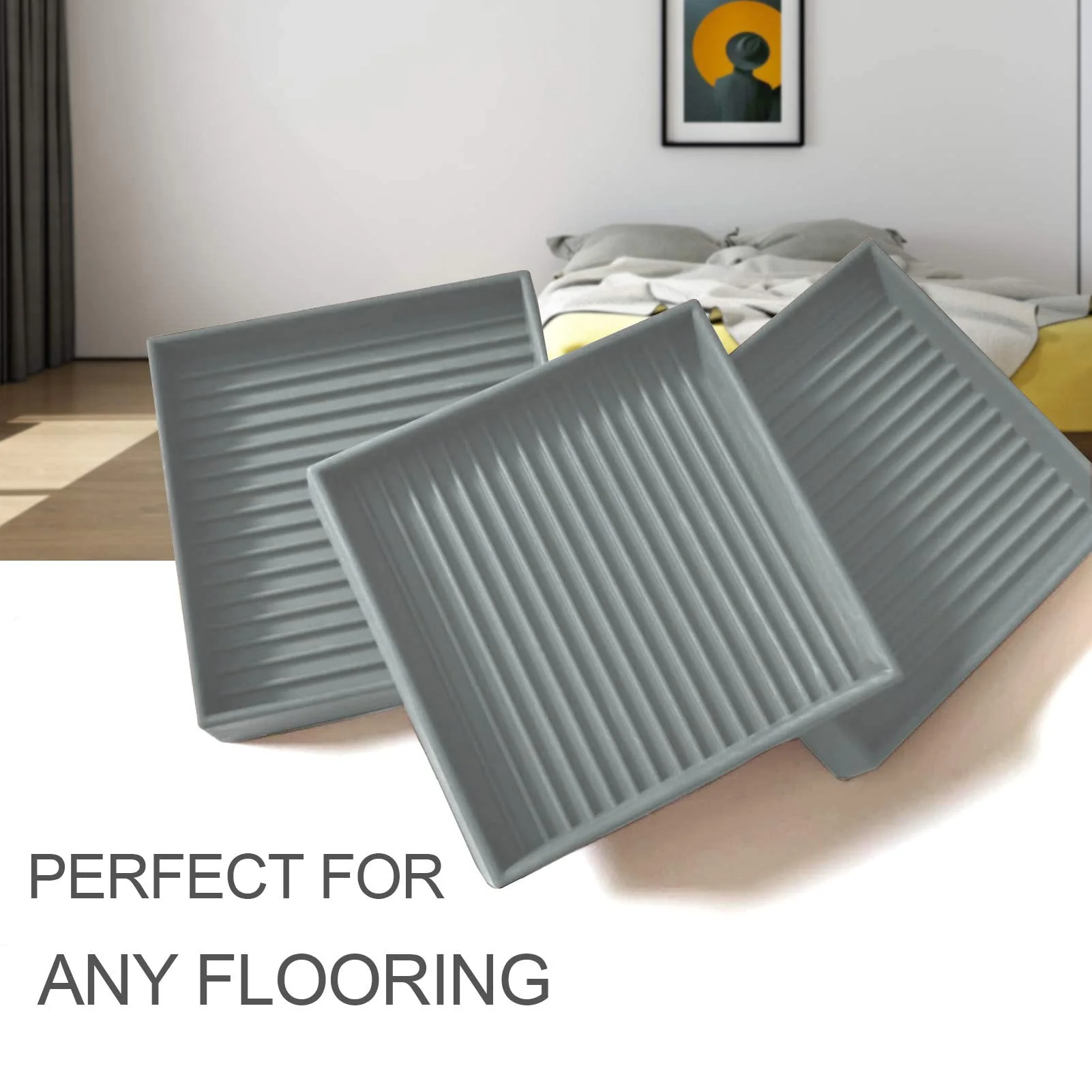 Yelanon Furniture Coasters,4 Pcs 4” Furniture Caster Cups - Non Slip Furniture Pads Hardwoods Floors - Non Skid Furniture Grippers, Rubb