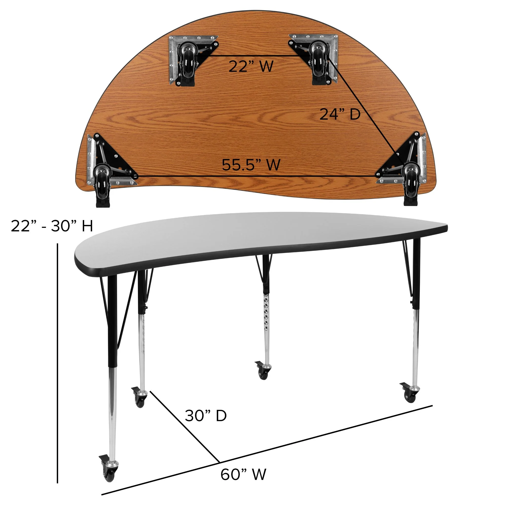 Flash Furniture 9-Piece Black and Gray Oval Collaborative Activity Table Set 86