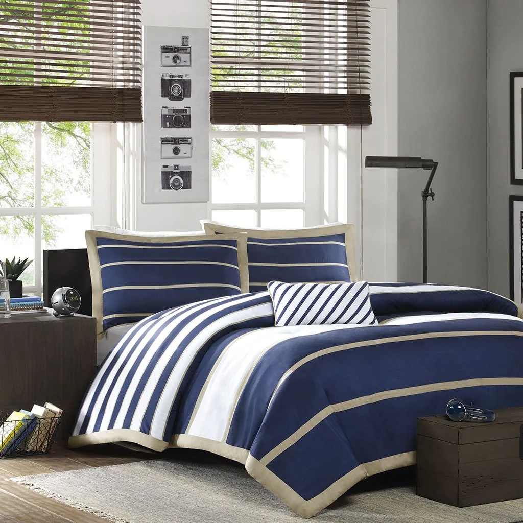MI ZONE Ashton Duvet Modern Casual Vibrant Colorblock Design, All Season Comforter Cover Teen Bedding, Boys Bedroom Décor, King/