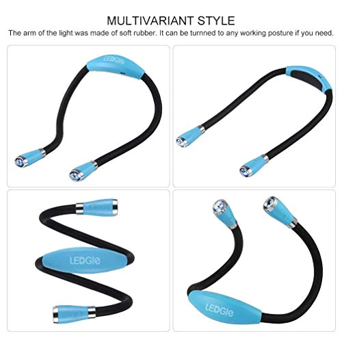 Ledgle Rechargeable Led Book Light, Hands Free, Usb Cable Included For Bed Reading Or Read In Car, Flexible Arm, 4 Super Bright